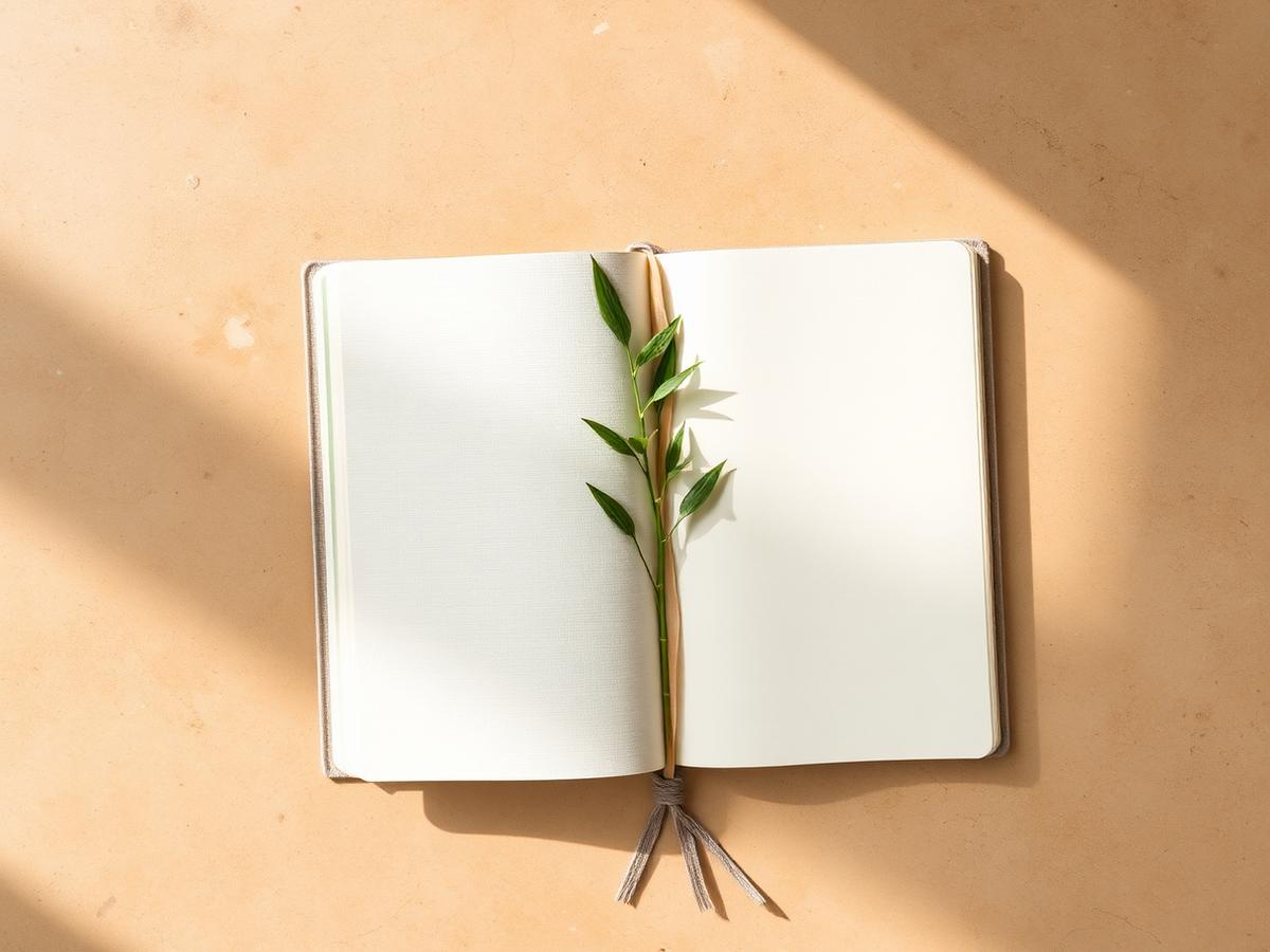 Linen journal with bamboo sprig